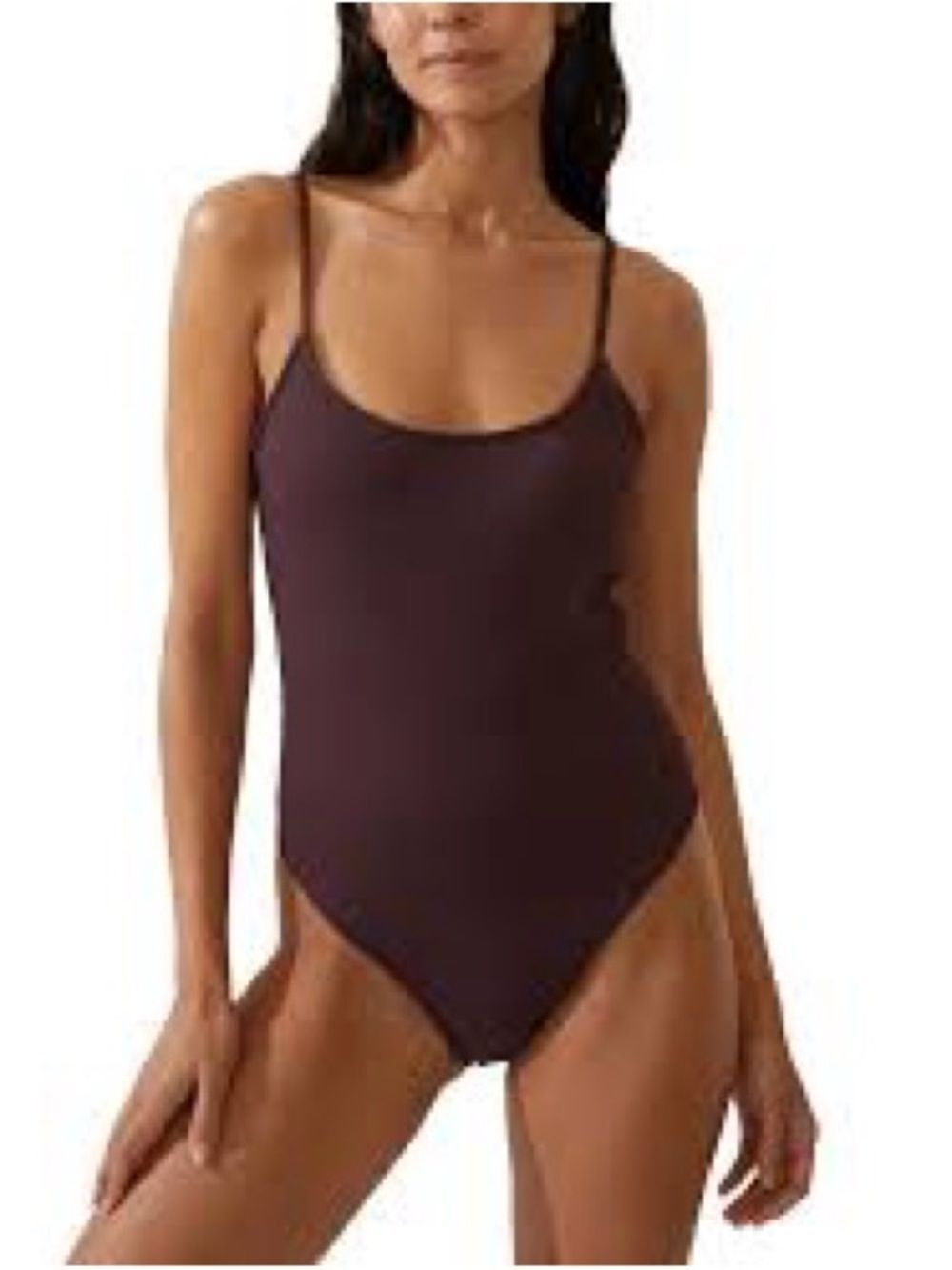 Cotton On Brown Ribbed Scoop Neck One-Piece Swimsuit